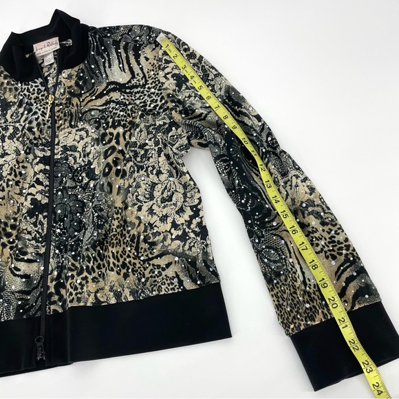 Joseph Ribkoff Animal Sequened Jacket Sheer Long Sleeve Stretch Embellished Top - Picture 11 of 16